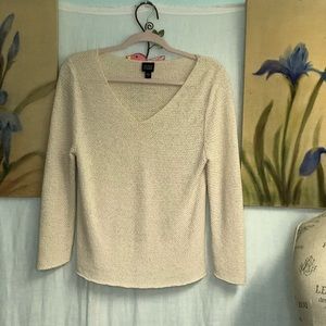 Eileen Fisher white v neck sweater L